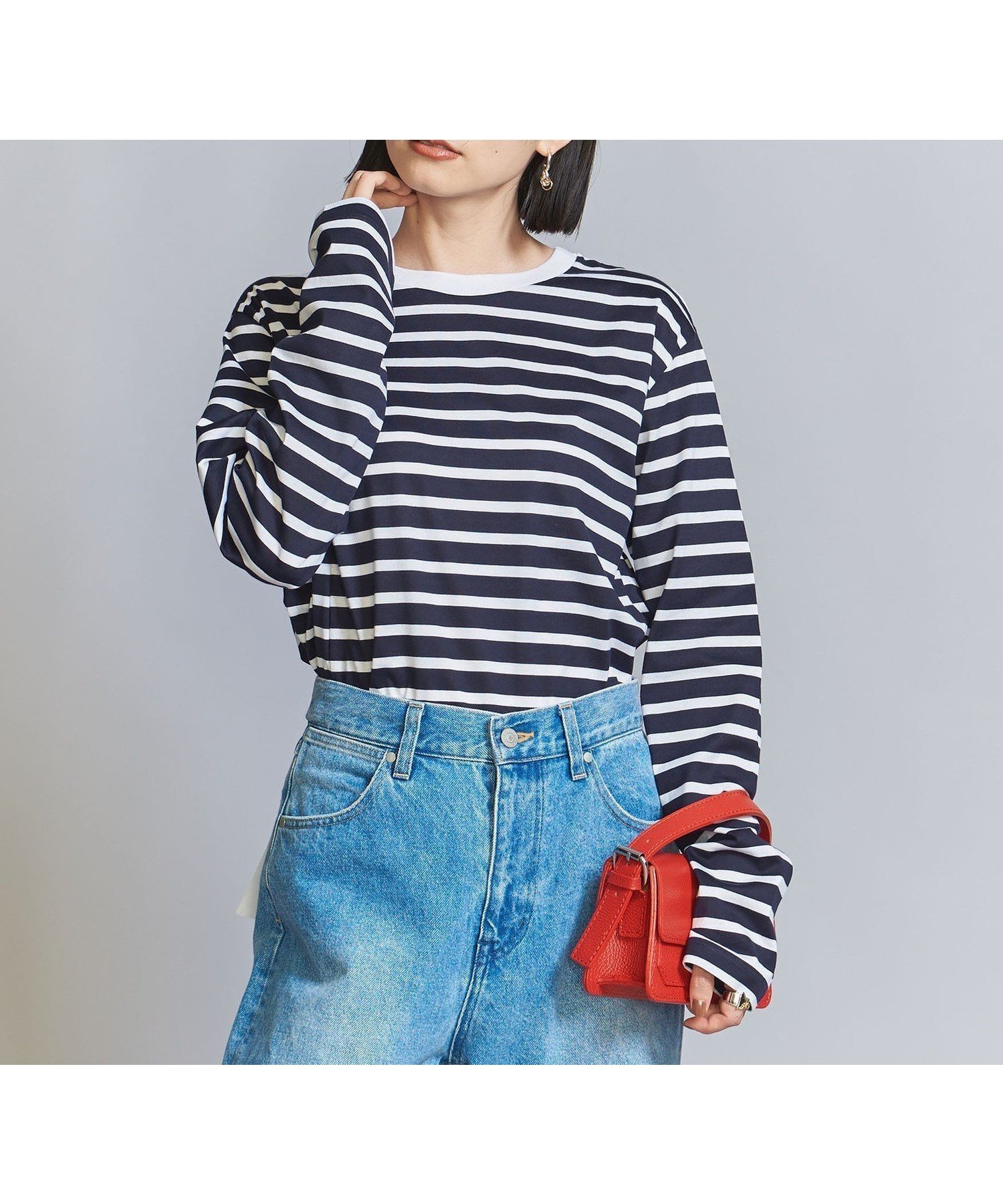 【ビューティ&ユース ユナイテッドアローズ/BEAUTY&YOUTH / UNITED ARROWS】のコットン天竺 ロングスリーブ カットソー インテリア・キッズ・メンズ・レディースファッション・服の通販 founy(ファニー) 　ファッション　Fashion　レディースファッション　Fashion for Women　トップス・カットソー　Cut & Sew Tops　カットソー・ベーシックTシャツ　Cut-and-Sewn Tops / Stretch Tees & Basics　インナー　Innerwear　カットソー　Cut and Sewn Top　シンプル　Simple, Minimal　ジャケット　Jacket, Outerwear　スリーブ　Sleeve, Long Sleeve / Short Sleeve　定番　Standard, Basic Item　ベーシック　Basic, Essential　ボーダー　Border, Stripe　リラックス　Relax, Relaxed Fit　ロング　Long, Long-Length　おすすめ　Recommended / Our Picks　NAVY|ID: prp329100004787241 ipo3291000000034885051