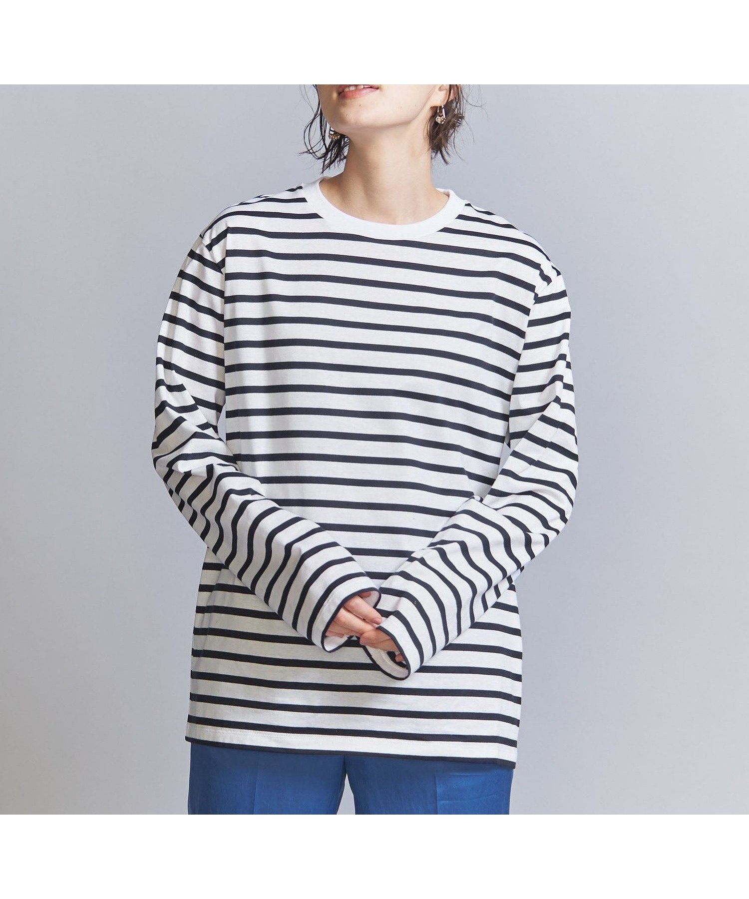 【ビューティ&ユース ユナイテッドアローズ/BEAUTY&YOUTH / UNITED ARROWS】のコットン天竺 ロングスリーブ カットソー インテリア・キッズ・メンズ・レディースファッション・服の通販 founy(ファニー) 　ファッション　Fashion　レディースファッション　Fashion for Women　トップス・カットソー　Cut & Sew Tops　カットソー・ベーシックTシャツ　Cut-and-Sewn Tops / Stretch Tees & Basics　インナー　Innerwear　カットソー　Cut and Sewn Top　シンプル　Simple, Minimal　ジャケット　Jacket, Outerwear　スリーブ　Sleeve, Long Sleeve / Short Sleeve　定番　Standard, Basic Item　ベーシック　Basic, Essential　ボーダー　Border, Stripe　リラックス　Relax, Relaxed Fit　ロング　Long, Long-Length　おすすめ　Recommended / Our Picks　その他1|ID: prp329100004787241 ipo3291000000034885052