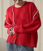 【コーエン/COEN】の配色ステッチパッチワークニット 人気、トレンドファッション・服の通販 founy(ファニー) ファッション Fashion レディースファッション Fashion for Women トップス・カットソー Cut & Sew Tops ニット Knit Tops & Sweaters 切替 Switching, Contrast Panel デニム Denim, Jeans Material パッチワーク Patchwork, Mixed Fabric フェミニン Feminine, Girly ボトム Bottoms, Lower Wear リラックス Relax, Relaxed Fit おすすめ Recommended / Our Picks thumbnail RED|ID: prp329100004787245 ipo3291000000034746607