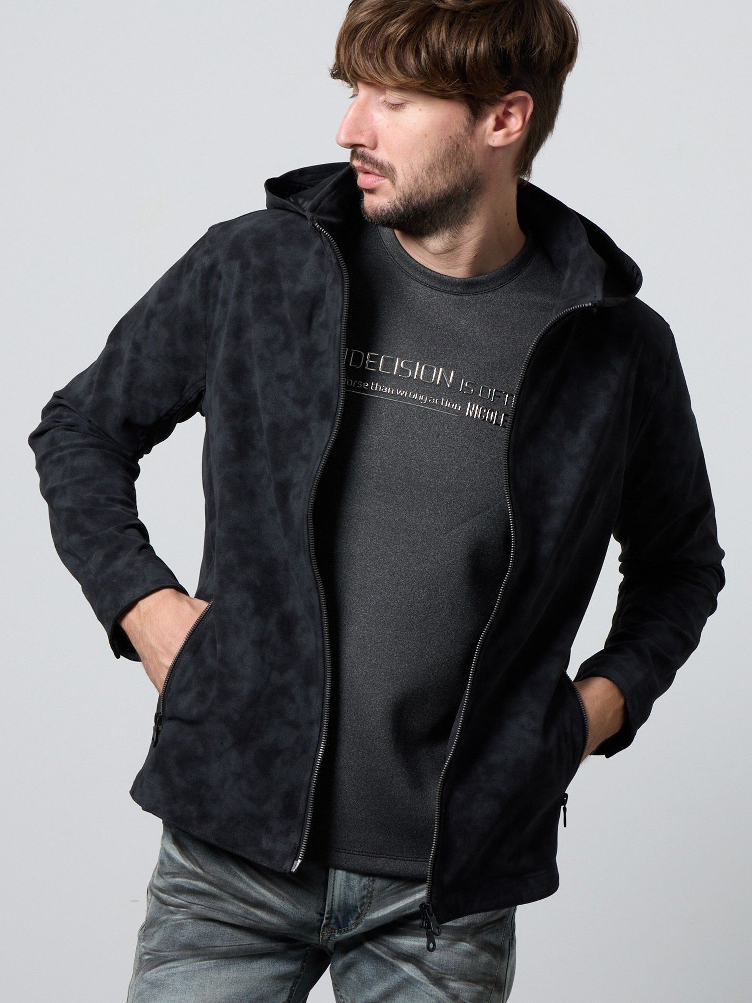 【ニコル/NICOLE / MEN】のムラプリントスタンドアップジップブルゾン インテリア・キッズ・メンズ・レディースファッション・服の通販 founy(ファニー) ファッション Fashion メンズファッション Fashion for Men カットソー Cut and Sewn Top コーデュロイ Corduroy, Cord Fabric シェイプ Shape, Slim Fit ストレッチ Stretch, Stretchy Fabric スマート Smart, Elegant ドット Polka Dot, Dot Pattern ライダース Riders 49ブラック|ID: prp329100004787250 ipo3291000000034746624