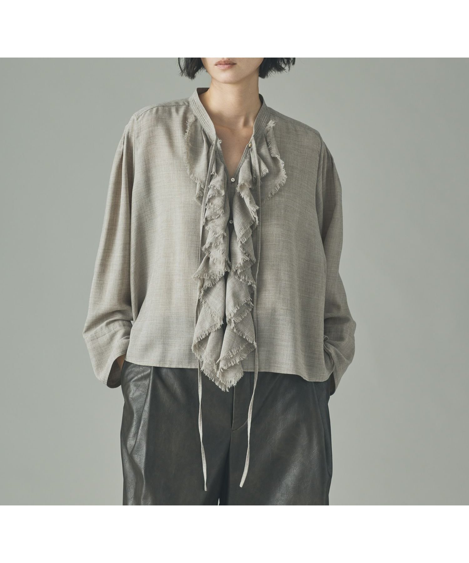 【カレンソロジー/Curensology】のウールMIXビエラフリルブラウス 人気、トレンドファッション・服の通販 founy(ファニー) 　ファッション　Fashion　レディースファッション　Fashion for Women　トップス・カットソー　Cut & Sew Tops　シャツ・ブラウス・オフィスカジュアル　Elegant Blouses & Button-Ups　インナー　Innerwear　エレガント 上品　Elegant　カーディガン　Cardigan, Knitwear　ジャケット　Jacket, Outerwear　スリーブ　Sleeve, Long Sleeve / Short Sleeve　人気　Popular, Best Seller　バランス　Balance, Style Balance　フリル　Frill, Ruffle　ロング　Long, Long-Length　おすすめ　Recommended / Our Picks　 other-1|ID: prp329100004787334 ipo3291000000034871425