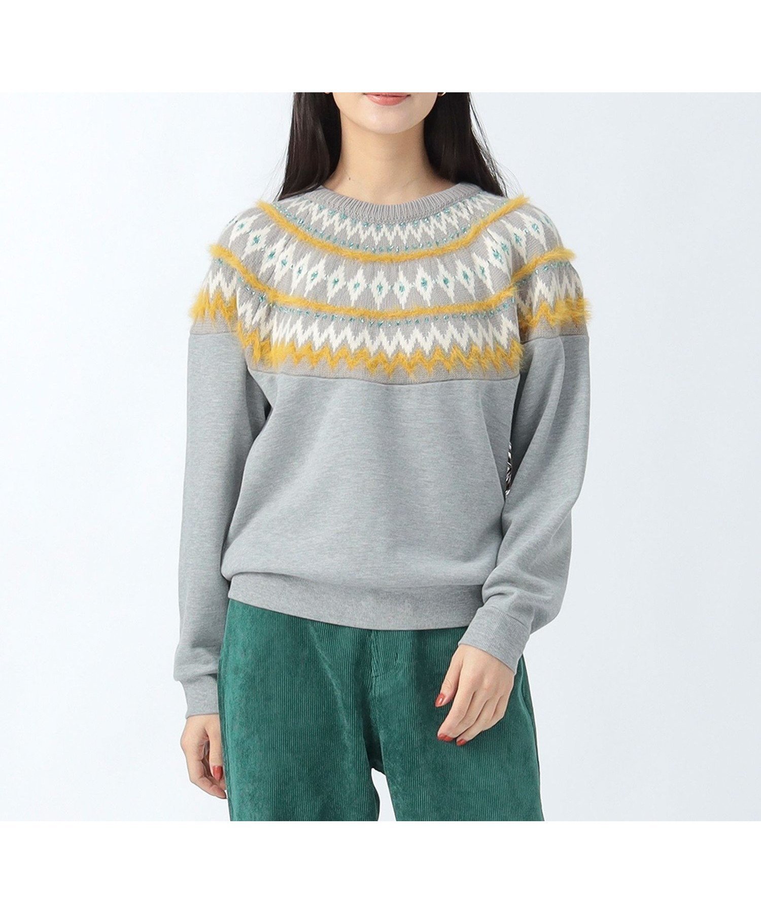 【ビームス ハート/BEAMS HEART】のジャカードニット コンビ スウェット 25AW レディース 長袖 裏毛 インテリア・キッズ・メンズ・レディースファッション・服の通販 founy(ファニー) ファッション Fashion レディースファッション Fashion for Women トップス・カットソー Cut & Sew Tops ニット Knit Tops & Sweaters レディースパーカー・カジュアルフーディー Casual Hoodies & Sweatshirts スウェット・クルーネックトップス Sweatshirts & Crewnecks / Relaxed Fit Sweat Tops カットソー Cut and Sewn Top キャップ Cap, Baseball Cap コンビ Combo, Combination Style ジャカード/ジャガード Jacquard, Woven Pattern スウェット / スエット Sweatshirt, Sweatwear ストレート Straight, Straight Cut スニーカー Sneakers, Trainers スラックス Slacks, Dress Pants デニム Denim, Jeans Material 長袖 Long Sleeve, Full Sleeve エレガント 上品 Elegant 2025年 2025 2025-2026秋冬・A/W Autumn/Winter 2025–26 AW25–26 TOP GREY|ID: prp329100004787350 ipo3291000000035022328