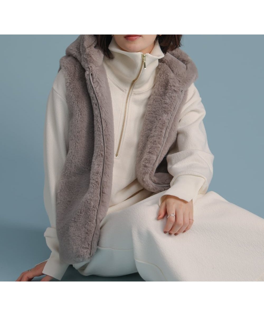 【バブ ブージュルード/Bab Bou Jeloud】のフェイクシープフード付ファーベスト インテリア・キッズ・メンズ・レディースファッション・服の通販 founy(ファニー) ファッション Fashion レディースファッション Fashion for Women アウター Coat / Outerwear Collection トップス・カットソー Cut & Sew Tops ベスト&ジレ / 重ね着スタイル Vests & Gilets なめらか Smooth, Silky Texture エレガント 上品 Elegant バランス Balance, Style Balance フェイクファー Faux Fur, Imitation Fur ベスト Vest, Waistcoat 再入荷 Restock / Back in Stock A/W・秋冬 Autumn/Winter グレージュ|ID: prp329100004787377 ipo3291000000034747135