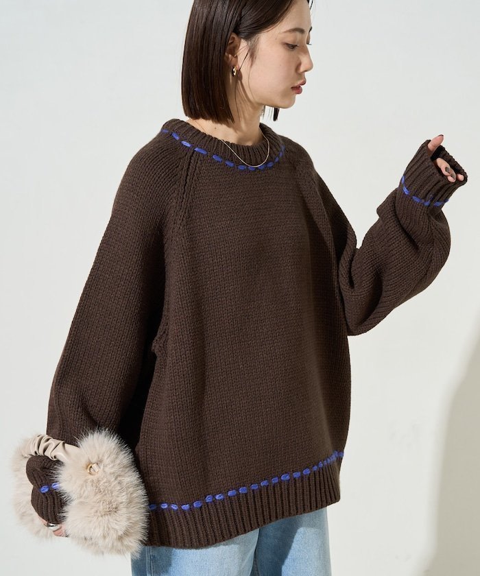 【フリークスストア/FREAK'S STORE】のハンドステッチ クルーネック プルオーバー【限定展開】 25AW インテリア・キッズ・メンズ・レディースファッション・服の通販 founy(ファニー) ファッション Fashion レディースファッション Fashion for Women トップス・カットソー Cut & Sew Tops カジュアルプルオーバー・ニットトップス Pullovers & Knit Tops / Casual Pullovers シンプル Simple, Minimal スニーカー Sneakers, Trainers デニム Denim, Jeans Material ハンド Hand, Handmade ベーシック Basic, Essential リラックス Relax, Relaxed Fit A/W・秋冬 Autumn/Winter 冬 Winter / This Winter おすすめ Recommended / Our Picks 2025年 2025 2025-2026秋冬・A/W Autumn/Winter 2025–26 AW25–26 ブラウン|ID: prp329100004787403 ipo3291000000034844072