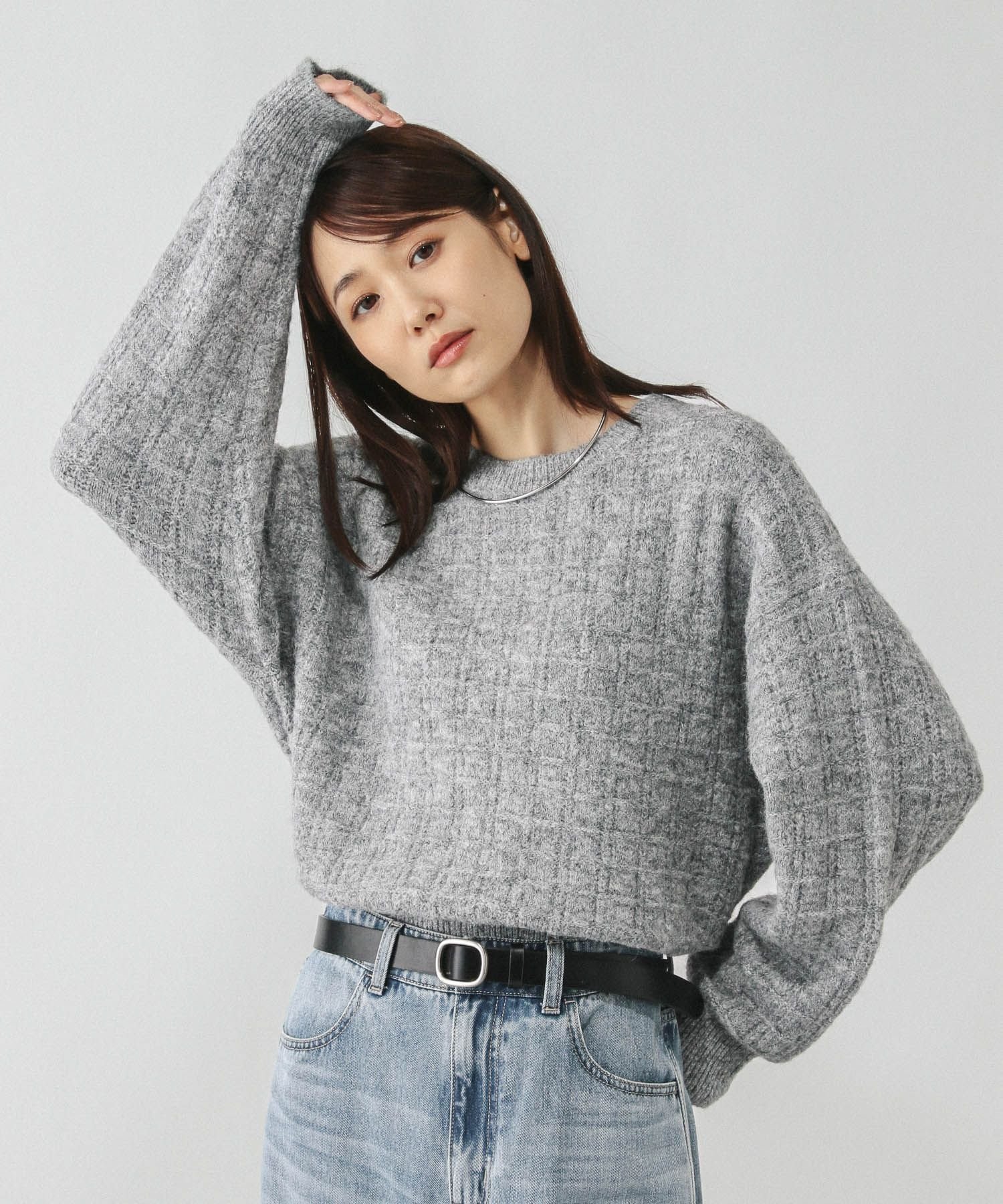 【グローバルワーク/GLOBAL WORK】のモヘヤタッチ編み柄クループルオーバー/581175 インテリア・キッズ・メンズ・レディースファッション・服の通販 founy(ファニー) 　ファッション　Fashion　レディースファッション　Fashion for Women　トップス・カットソー　Cut & Sew Tops　カジュアルプルオーバー・ニットトップス　Pullovers & Knit Tops / Casual Pullovers　おすすめ　Recommended / Our Picks　ボトム　Bottoms, Lower Wear　ミックス　Mix, Mixed Style　冬　Winter / This Winter　杢グレー12|ID: prp329100004787464 ipo3291000000034795536