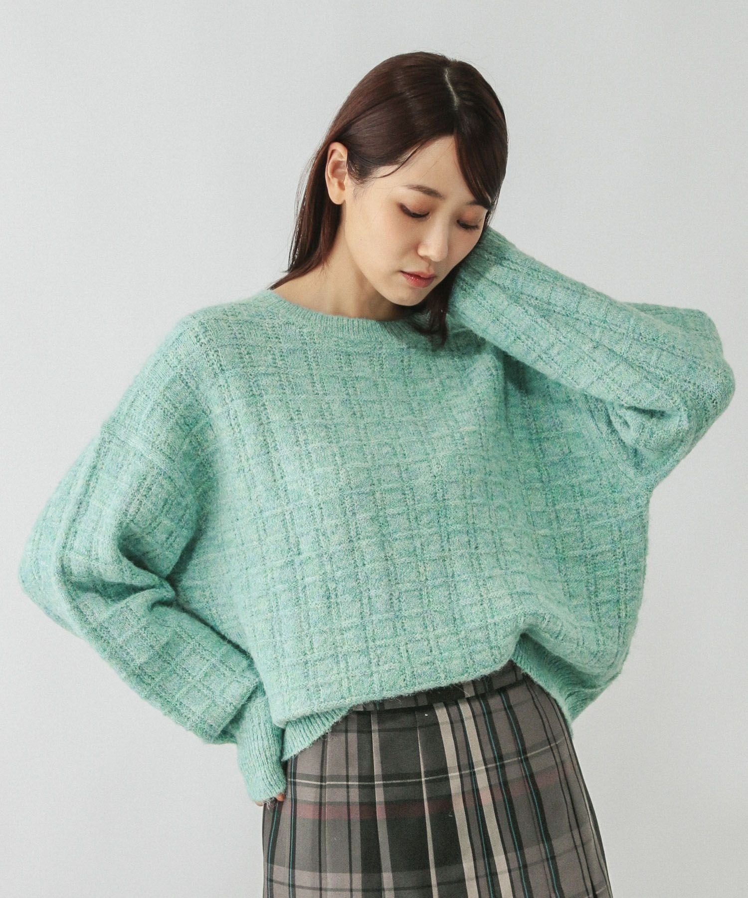 【グローバルワーク/GLOBAL WORK】のモヘヤタッチ編み柄クループルオーバー/581175 インテリア・キッズ・メンズ・レディースファッション・服の通販 founy(ファニー) 　ファッション　Fashion　レディースファッション　Fashion for Women　トップス・カットソー　Cut & Sew Tops　カジュアルプルオーバー・ニットトップス　Pullovers & Knit Tops / Casual Pullovers　おすすめ　Recommended / Our Picks　ボトム　Bottoms, Lower Wear　ミックス　Mix, Mixed Style　冬　Winter / This Winter　グリーン73|ID: prp329100004787464 ipo3291000000034795539