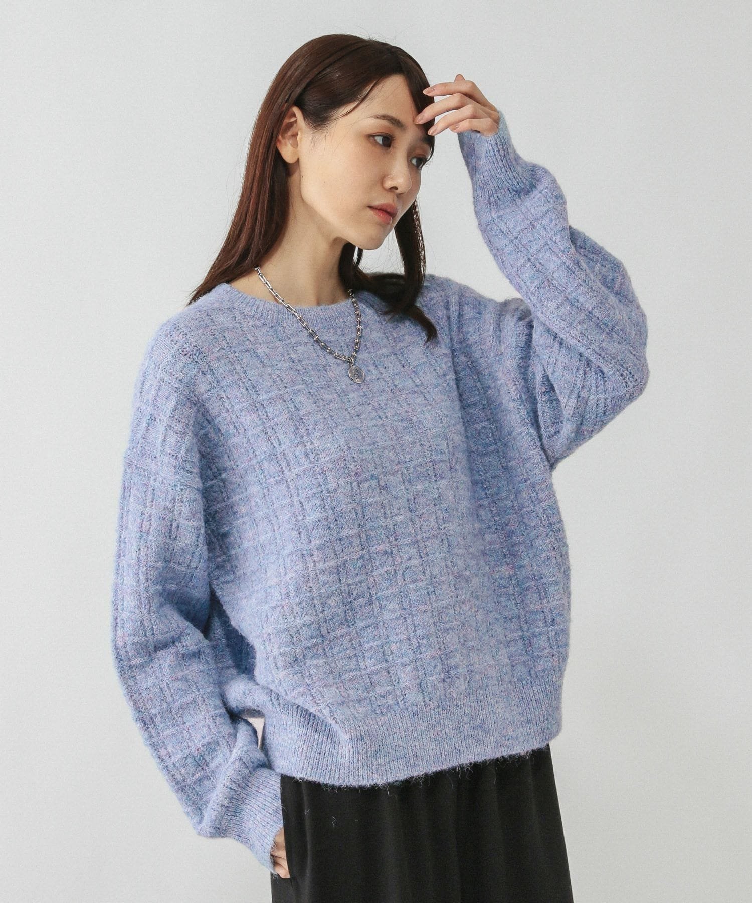 【グローバルワーク/GLOBAL WORK】のモヘヤタッチ編み柄クループルオーバー/581175 インテリア・キッズ・メンズ・レディースファッション・服の通販 founy(ファニー) 　ファッション　Fashion　レディースファッション　Fashion for Women　トップス・カットソー　Cut & Sew Tops　カジュアルプルオーバー・ニットトップス　Pullovers & Knit Tops / Casual Pullovers　おすすめ　Recommended / Our Picks　ボトム　Bottoms, Lower Wear　ミックス　Mix, Mixed Style　冬　Winter / This Winter　ブルー83|ID: prp329100004787464 ipo3291000000034795541