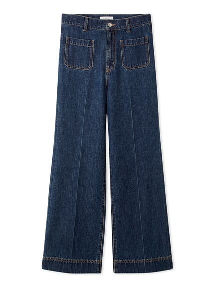 【ミラオーウェン/Mila Owen】のパッチポケットデザインシガレットデニムパンツ インテリア・キッズ・メンズ・レディースファッション・服の通販 founy(ファニー) 　ファッション　Fashion　レディースファッション　Fashion for Women　パンツ　Pants & Trousers　デニムパンツ・ジーンズ・美脚デニム　Denim Jeans & Pants　インディゴ　Indigo Denim　スマート　Smart, Elegant　センター　Center, Center Line　デニム　Denim, Jeans Material　トレンド　Trend, Trending Now　パッチ　Patch, Appliqué　フロント　Front, Front Design　ボトム　Bottoms, Lower Wear　ポケット　Pocket, Pocket Detail　リメイク　Remake, Reconstructed　BLU[086]|ID: prp329100004787490 ipo3291000000034881133