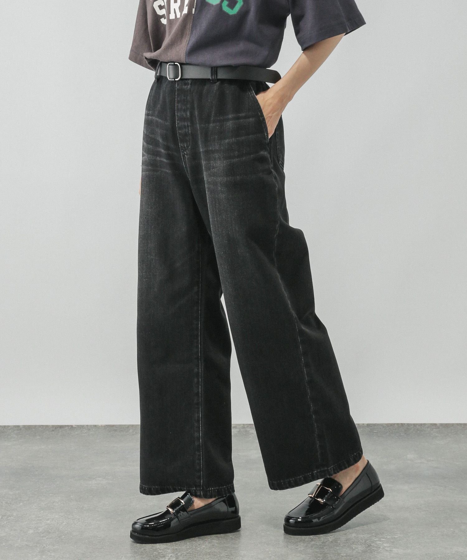 【グローバルワーク/GLOBAL WORK】のGOODデニムイージーパンツ/498394 インテリア・キッズ・メンズ・レディースファッション・服の通販 founy(ファニー) 　ファッション　Fashion　レディースファッション　Fashion for Women　パンツ　Pants & Trousers　ジャケット　Jacket, Outerwear　デニム　Denim, Jeans Material　トレンド　Trend, Trending Now　定番　Standard, Basic Item　楽ちん　Easy Fit, Comfortable　ブラック09|ID: prp329100004787539 ipo3291000000034964679