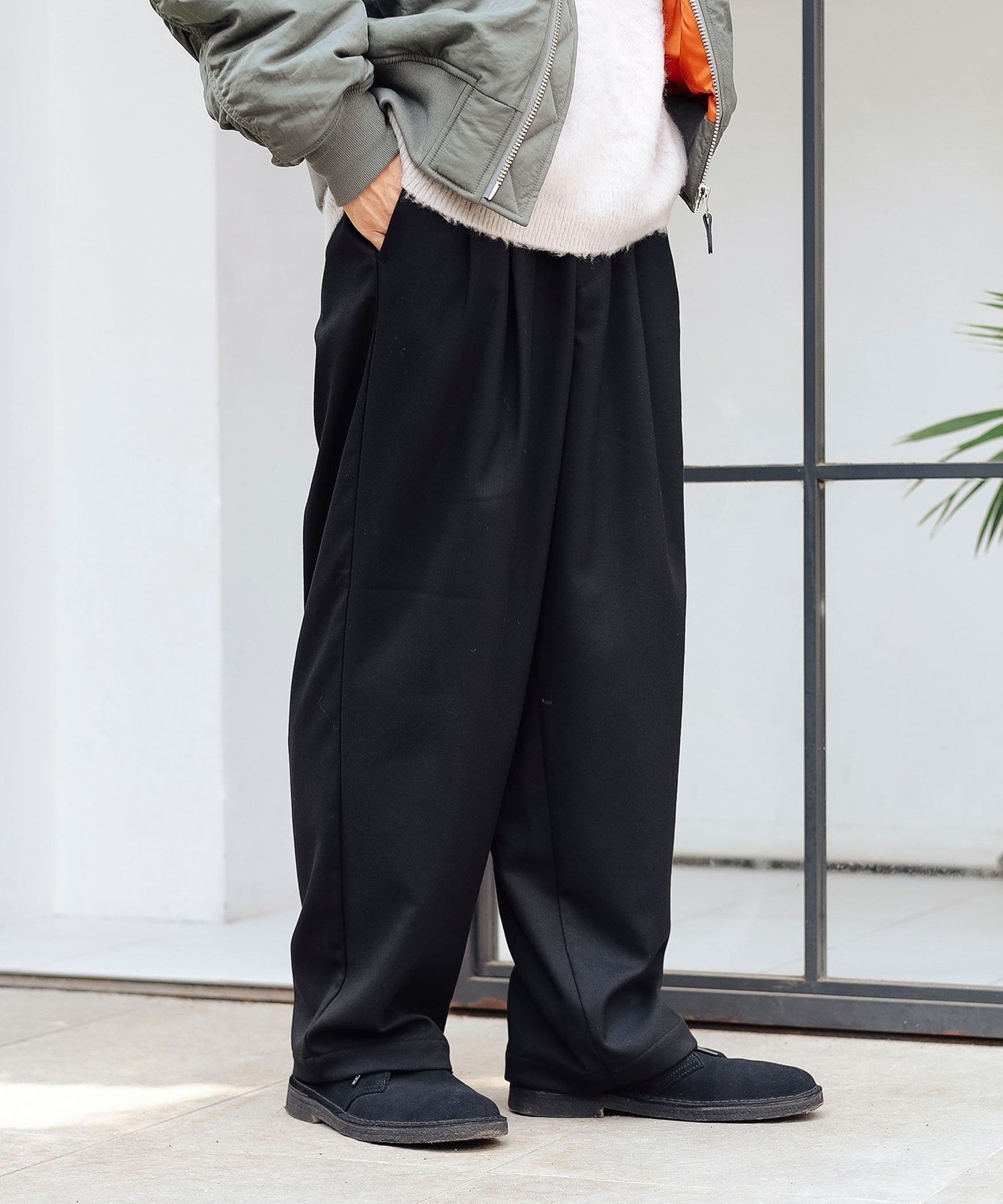 【ビーミングライフストア/B:MING LIFE STORE / MEN】のウォーム ワイド パンツ インテリア・キッズ・メンズ・レディースファッション・服の通販 founy(ファニー) 　ファッション　Fashion　メンズファッション　Fashion for Men　ボトムス　Bottoms　ウォーム　Warm Fabric　ストレッチ　Stretch, Stretchy Fabric　フラット　Flat, Flat Shoes　ボンディング　Bonding, Bonded Fabric　リラックス　Relax, Relaxed Fit　ワイド　Wide, Wide Fit　エレガント 上品　Elegant　冬　Winter / This Winter　BLACK|ID: prp329100004787563 ipo3291000000034747972