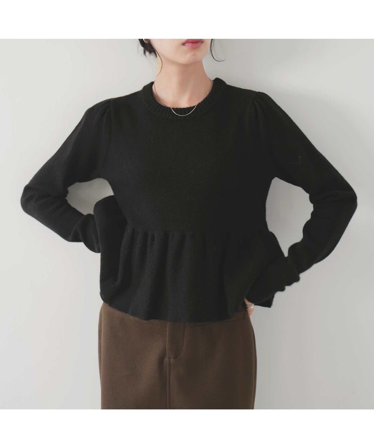 【リアン/Lian】のペプラムバルーンニットプルオーバー 人気、トレンドファッション・服の通販 founy(ファニー) 　ファッション　Fashion　レディースファッション　Fashion for Women　トップス・カットソー　Cut & Sew Tops　ニット　Knit Tops & Sweaters　カジュアルプルオーバー・ニットトップス　Pullovers & Knit Tops / Casual Pullovers　ペプラム　Peplum, Flared Hem　 other-1|ID: prp329100004787606 ipo3291000000034831854