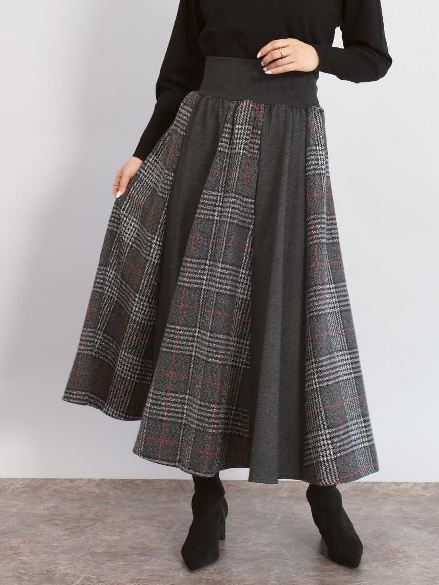 【ヴァン/Vin】のグレンチェックフレアスカート インテリア・キッズ・メンズ・レディースファッション・服の通販 founy(ファニー) ファッション Fashion レディースファッション Fashion for Women スカート Skirts Aライン・フレアスカート A-Line & Flared Skirts クラシカル Classical, Vintage-Inspired コンパクト Compact, Small Size ショート Short, Short Length チェック Check, Plaid, Tartan バランス Balance, Style Balance フォルム Silhouette, Form フレア Flare, Flared 無地 Plain, Solid Color A/W・秋冬 Autumn/Winter エレガント 上品 Elegant チャコールグレー|ID: prp329100004787641 ipo3291000000034823591