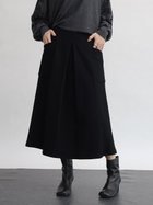【ラシュッド/LASUD】の圧縮ウールタックデザインスカート 人気、トレンドファッション・服の通販 founy(ファニー) ファッション Fashion レディースファッション Fashion for Women スカート Skirts カットソー Cut and Sewn Top ダブル Double, Double-Breasted フロント Front, Front Design ポケット Pocket, Pocket Detail thumbnail ブラック|ID: prp329100004787645 ipo3291000000034986337