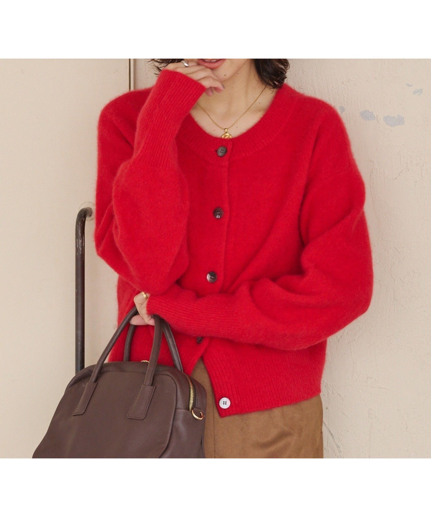 【リヴドロワ/RIVE DROITE】の【上質素材】ヘアリーヤーン2wayカーディガン インテリア・キッズ・メンズ・レディースファッション・服の通販 founy(ファニー) 　ファッション　Fashion　レディースファッション　Fashion for Women　トップス・カットソー　Cut & Sew Tops　カーディガン・羽織り　Layered Style Cardigans　カーディガン　Cardigan, Knitwear　コンパクト　Compact, Small Size　ボトム　Bottoms, Lower Wear　再入荷　Restock / Back in Stock　おすすめ　Recommended / Our Picks　レッド|ID: prp329100004787658 ipo3291000000035190081