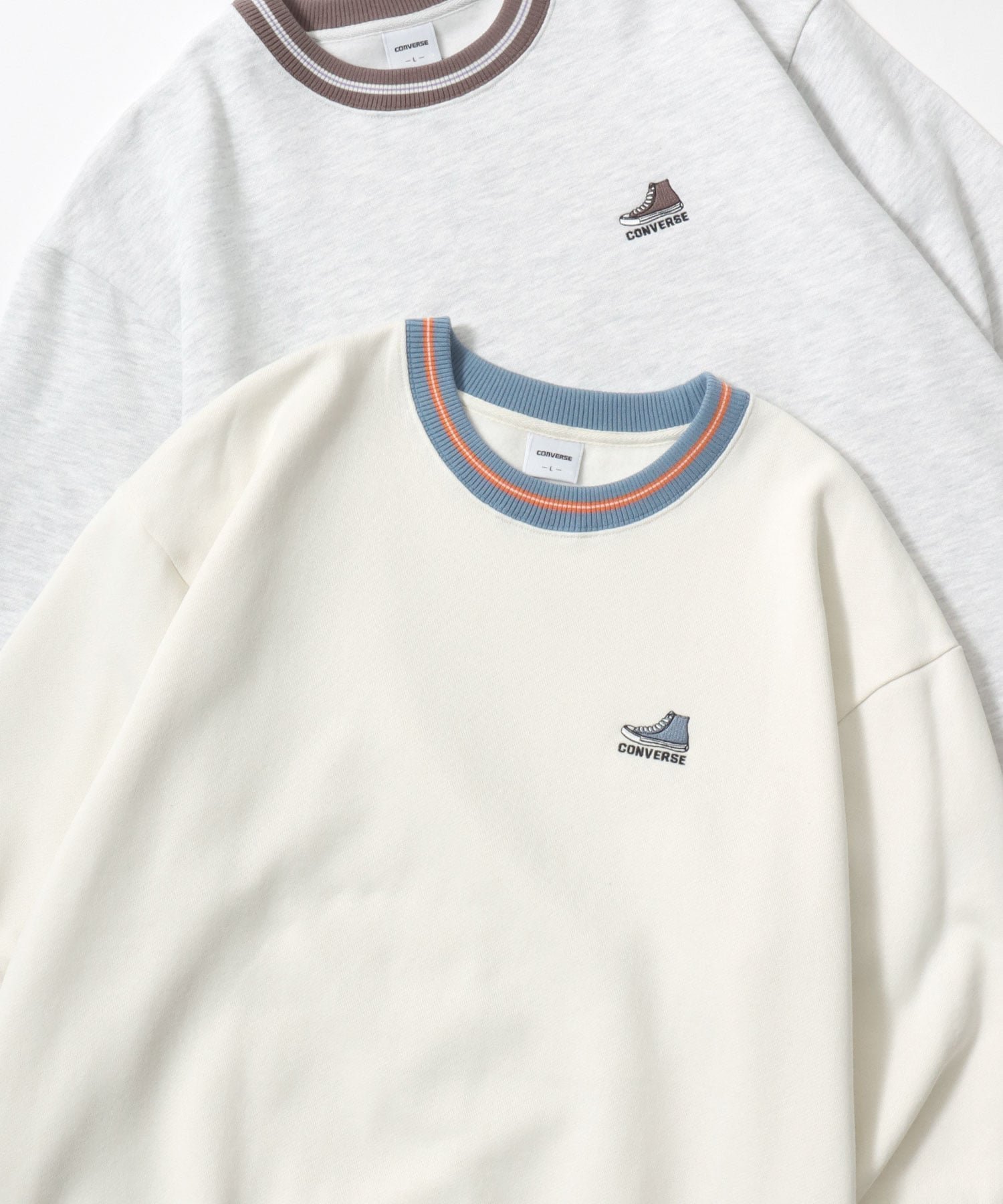 【ラザル/LAZAR】のCONVERSE コンバース 別注 スウェット トレーナー オーバーサイズ 裏起毛 レディース メンズ インテリア・キッズ・メンズ・レディースファッション・服の通販 founy(ファニー) 　ファッション　Fashion　レディースファッション　Fashion for Women　トップス・カットソー　Cut & Sew Tops　レディースパーカー・カジュアルフーディー　Casual Hoodies & Sweatshirts　スウェット・クルーネックトップス　Sweatshirts & Crewnecks / Relaxed Fit Sweat Tops　インナー　Innerwear　カーゴパンツ　Cargo Pants, Utility Pants　カーディガン　Cardigan, Knitwear　キャップ　Cap, Baseball Cap　キャラクター　Character, Licensed Characters　キャンバス　Canvas, Canvas Fabric　シューズ　Shoes, Footwear　シンプル　Simple, Minimal　ジャケット　Jacket, Outerwear　スウェット / スエット　Sweatshirt, Sweatwear　スタンダード　Standard, Basic　ストライプ　Stripe, Striped Pattern　スニーカー　Sneakers, Trainers　スポーツ　Sports, Activewear　スラックス　Slacks, Dress Pants　セットアップ　Set-Up, Coordinated Outfit　センター　Center, Center Line　ダウン　Down, Puffer　デニム　Denim, Jeans Material　トレンド　Trend, Trending Now　トレーナー　Sweatshirt, Trainer　定番　Standard, Basic Item　人気　Popular, Best Seller　バスケット　Basket, Basket Bag　パーカー　Hoodie, Parka　ホワイト系その他2|ID: prp329100004787689 ipo3291000000034748488