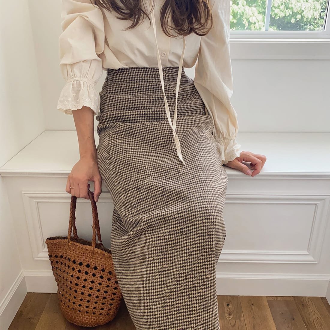 【ジュノア/JUNOAH】の千鳥チェックタイトスカート インテリア・キッズ・メンズ・レディースファッション・服の通販 founy(ファニー) 　ファッション　Fashion　レディースファッション　Fashion for Women　スカート　Skirts　ブラウン|ID: prp329100004787694 ipo3291000000034748499