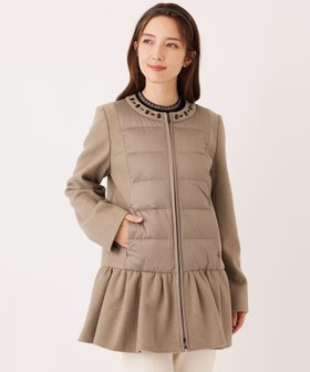 【トゥー ビー シック/TO BE CHIC】のタフタコンビテックメルトン コート 人気、トレンドファッション・服の通販 founy(ファニー) ファッション Fashion レディースファッション Fashion for Women アウター Coat / Outerwear Collection コート・ロングコート・ピーコート Long Coats, Peacoats & More ウォーム Warm Fabric エレガント 上品 Elegant ギャザー Gathered, Ruffled ショルダー Shoulder, Shoulder Strap ストレッチ Stretch, Stretchy Fabric タフタ Taffeta, Structured Fabric ダウン Down, Puffer ドッキング Docking, Mixed Material フレア Flare, Flared ミドル Middle Length, Mid Height メルトン Melton, Heavy Wool A/W・秋冬 Autumn/Winter |ID:prp329100004787721