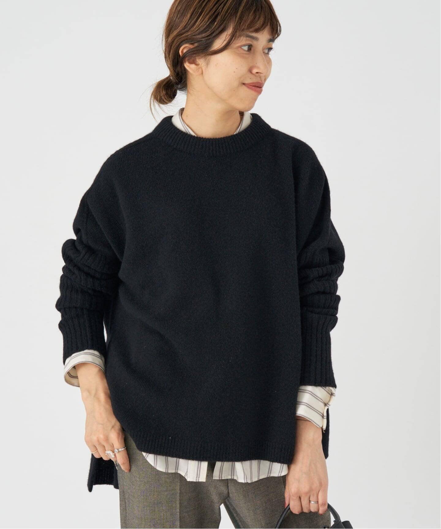 【イエナ/IENA】の《WEB限定/追加》ウールカシミヤ 脇スリットクルーネックプルオーバー インテリア・キッズ・メンズ・レディースファッション・服の通販 founy(ファニー) ファッション Fashion レディースファッション Fashion for Women トップス・カットソー Cut & Sew Tops カジュアルプルオーバー・ニットトップス Pullovers & Knit Tops / Casual Pullovers 2025年 2025 2025-2026秋冬・A/W Autumn/Winter 2025–26 AW25–26 おすすめ Recommended / Our Picks インナー Innerwear カットソー Cut and Sewn Top スリット Slit, Slit Detail ボーダー Border, Stripe ポンチョ Poncho, Cape Style ブラック|ID: prp329100004787734 ipo3291000000034748662