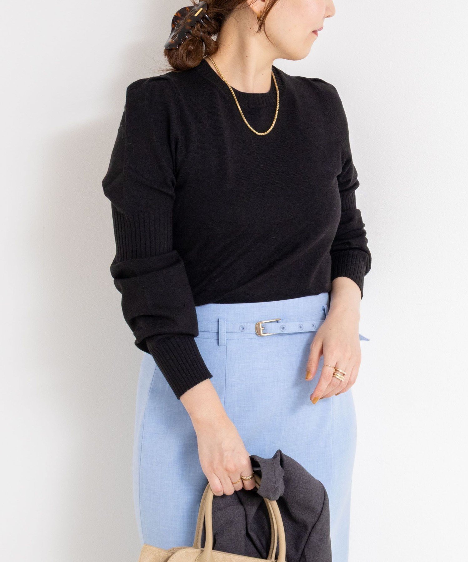 【ノーリーズ/NOLLEY'S】の【MARILYN MOON/マリリーンムーン】14G wool modern sleeve top インテリア・キッズ・メンズ・レディースファッション・服の通販 founy(ファニー) 　ファッション　Fashion　レディースファッション　Fashion for Women　トップス・カットソー　Cut & Sew Tops　エレガント 上品　Elegant　ショルダー　Shoulder, Shoulder Strap　ジャケット　Jacket, Outerwear　ベーシック　Basic, Essential　モダン　Modern, Contemporary　ラベンダー　Lavender　おすすめ　Recommended / Our Picks　2025年　2025　2025-2026秋冬・A/W　Autumn/Winter 2025–26 AW25–26　ブラック|ID: prp329100004787753 ipo3291000000035048279