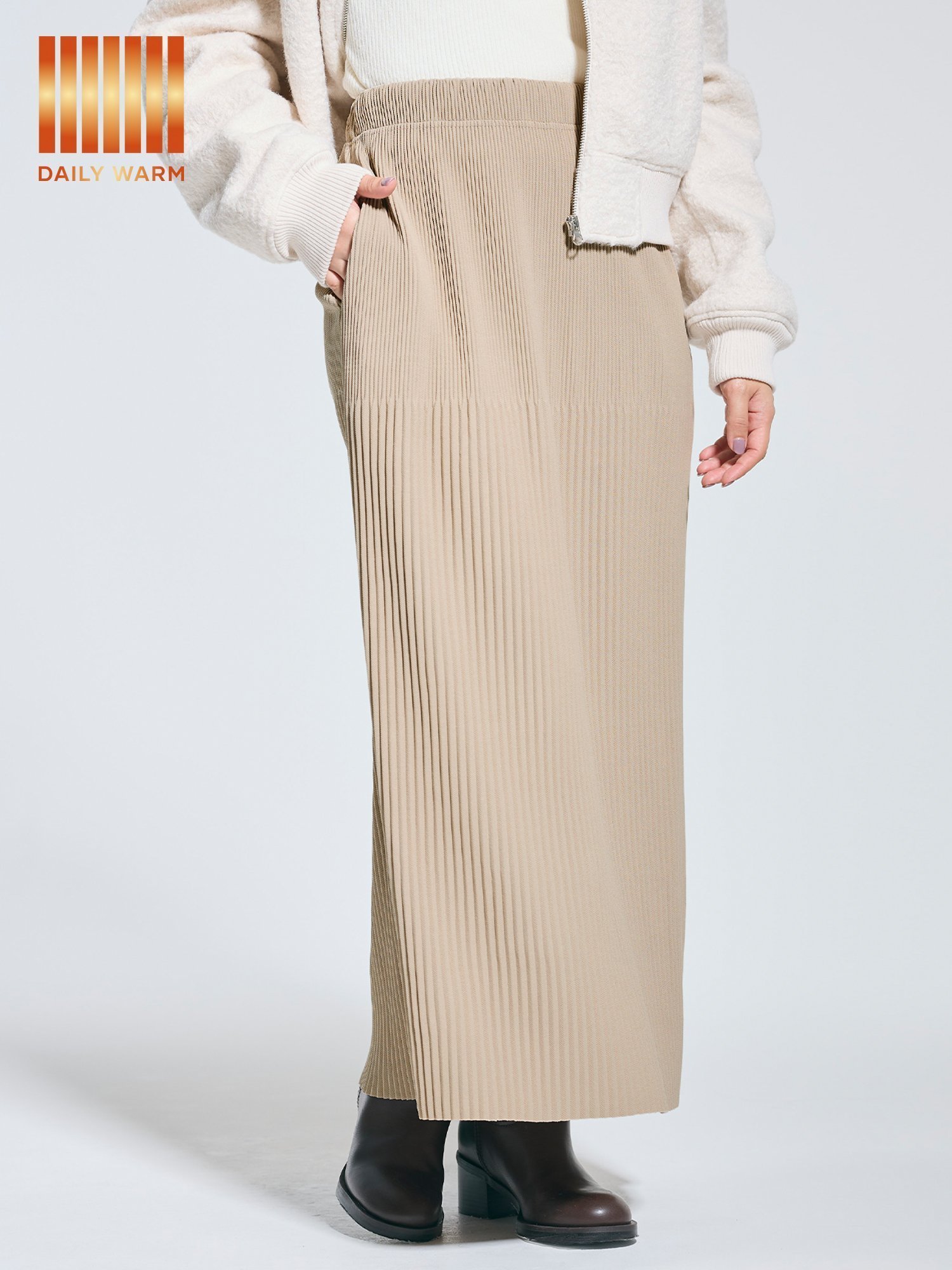 【コカ/COCA】の【DAILY WARM】裏起毛ランダムリブロングIラインスカート インテリア・キッズ・メンズ・レディースファッション・服の通販 founy(ファニー) ファッション Fashion レディースファッション Fashion for Women スカート Skirts 洗える Machine Washable シンプル Simple, Minimal ジャケット Jacket, Outerwear スウェット / スエット Sweatshirt, Sweatwear プリーツ Pleats, Pleated ポケット Pocket, Pocket Detail ロング Long, Long-Length 冬 Winter / This Winter おすすめ Recommended / Our Picks エレガント 上品 Elegant 2025年 2025 2025-2026秋冬・A/W Autumn/Winter 2025–26 AW25–26 Lt.beige|ID: prp329100004787758 ipo3291000000034842518