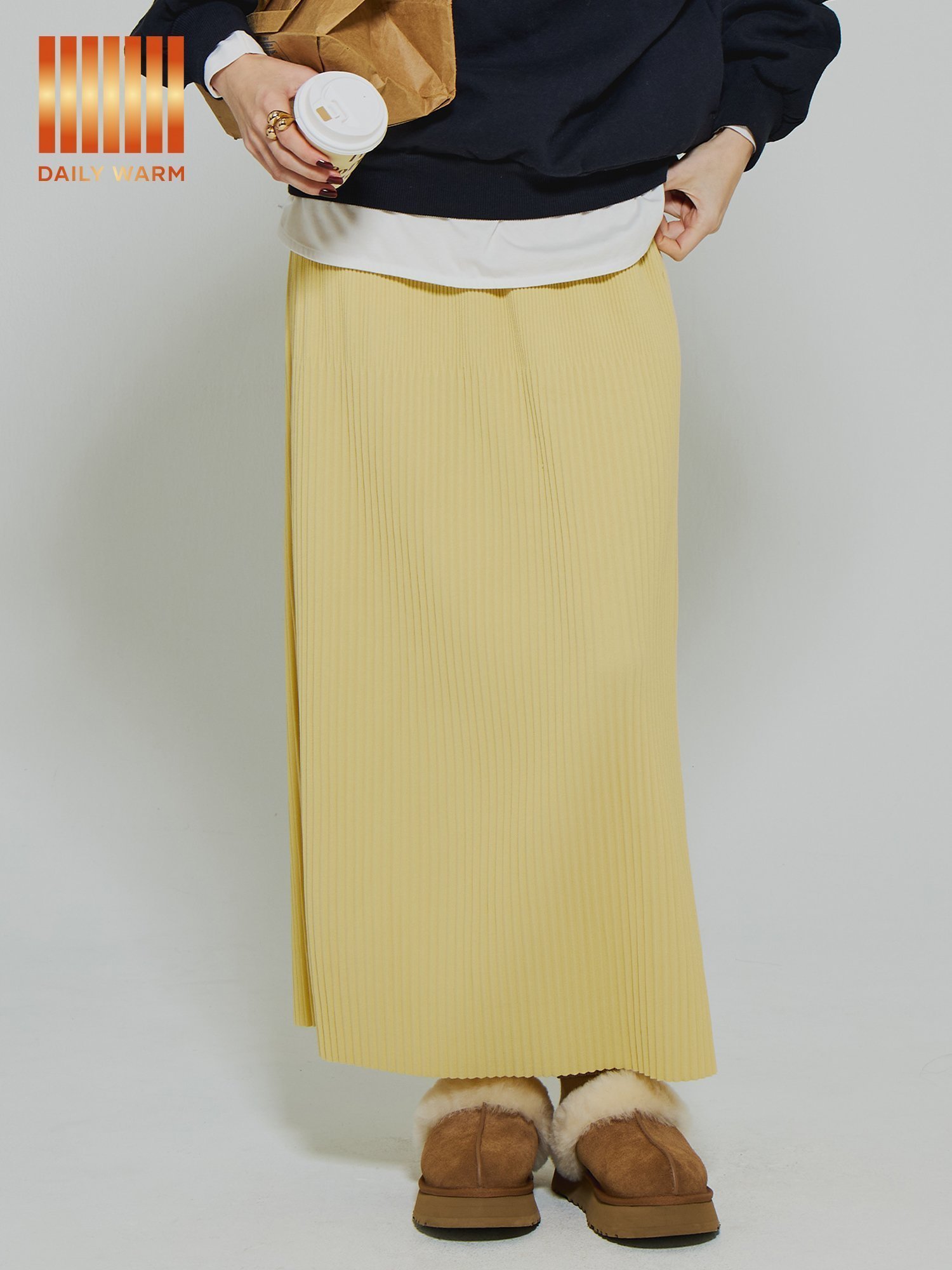 【コカ/COCA】の【DAILY WARM】裏起毛ランダムリブロングIラインスカート インテリア・キッズ・メンズ・レディースファッション・服の通販 founy(ファニー) ファッション Fashion レディースファッション Fashion for Women スカート Skirts 洗える Machine Washable シンプル Simple, Minimal ジャケット Jacket, Outerwear スウェット / スエット Sweatshirt, Sweatwear プリーツ Pleats, Pleated ポケット Pocket, Pocket Detail ロング Long, Long-Length 冬 Winter / This Winter おすすめ Recommended / Our Picks エレガント 上品 Elegant 2025年 2025 2025-2026秋冬・A/W Autumn/Winter 2025–26 AW25–26 Yellow|ID: prp329100004787758 ipo3291000000034842519