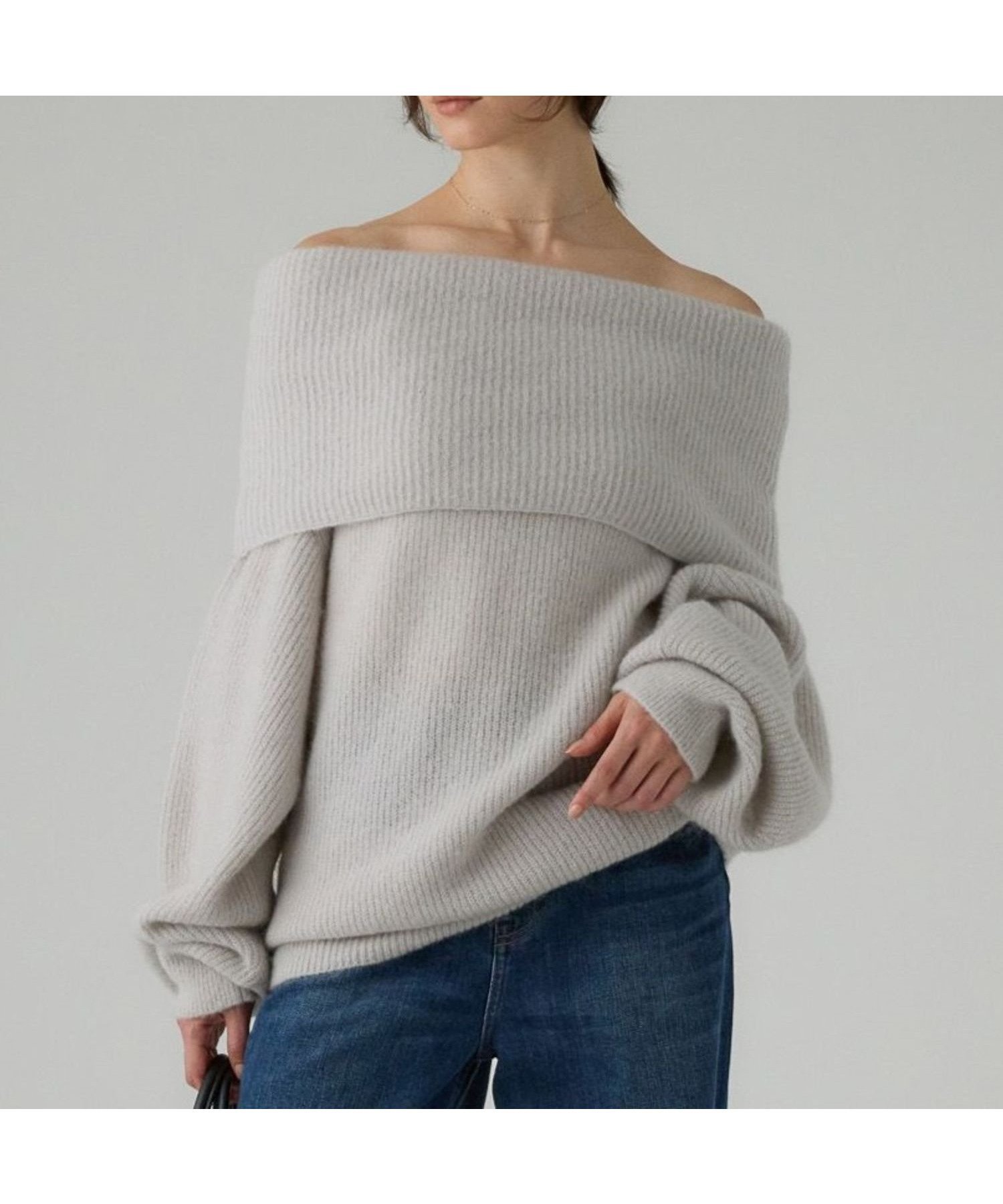 【バビロン/BABYLONE / KIDS】のオフショルニットプルオーバー インテリア・キッズ・メンズ・レディースファッション・服の通販 founy(ファニー) 　ファッション　Fashion　キッズファッション　Fashion for Kids　トップス・カットソー　Cut & Sew Tops　再入荷　Restock / Back in Stock　グレージュ14|ID: prp329100004787771 ipo3291000000034748822