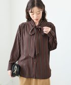 【ルクールブラン/le.coeur blanc】のストライプボウタイブラウス 人気、トレンドファッション・服の通販 founy(ファニー) ファッション Fashion レディースファッション Fashion for Women トップス・カットソー Cut & Sew Tops シャツ・ブラウス・オフィスカジュアル Elegant Blouses & Button-Ups おすすめ Recommended / Our Picks ジャケット Jacket, Outerwear リボン Ribbon, Bow 人気 Popular, Best Seller thumbnail ブラウン柄|ID: prp329100004787854 ipo3291000000034843896