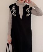 【ジュノア/JUNOAH】のコード刺繍キーネックワンピース 人気、トレンドファッション・服の通販 founy(ファニー) ファッション Fashion レディースファッション Fashion for Women ワンピース Dresses thumbnail ブラック|ID: prp329100004787902 ipo3291000000034749322