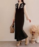 【ジュノア/JUNOAH】のコード刺繍キーネックワンピース 人気、トレンドファッション・服の通販 founy(ファニー) ファッション Fashion レディースファッション Fashion for Women ワンピース Dresses thumbnail ブラウン|ID: prp329100004787902 ipo3291000000034749323