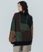 【ローズバッド/ROSE BUD】のPATCHWORK KNIT TOP 人気、トレンドファッション・服の通販 founy(ファニー) ファッション Fashion レディースファッション Fashion for Women トップス・カットソー Cut & Sew Tops ニット Knit Tops & Sweaters インナー Innerwear シンプル Simple, Minimal ジャカード／ジャガード Jacquard, Woven Pattern スタンダード Standard, Basic パッチワーク Patchwork, Mixed Fabric フェザーヤーン Feather Yarn, Fluffy Yarn ベーシック Basic, Essential ボトム Bottoms, Lower Wear レオパード Leopard, Animal Print おすすめ Recommended / Our Picks thumbnail KHAKI|ID: prp329100004787972 ipo3291000000035022216