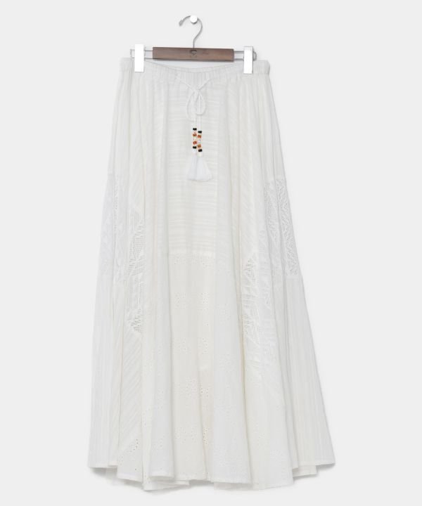 【アミナコレクション/Amina Collection】の【チャイハネ】レリーアスカート インテリア・キッズ・メンズ・レディースファッション・服の通販 founy(ファニー) ファッション Fashion レディースファッション Fashion for Women スカート Skirts シンプル Simple, Minimal タッセル Tassel, Fringe フレア Flare, Flared レース Lace, Lace Fabric ホワイト|ID: prp329100004787979 ipo3291000000034841697