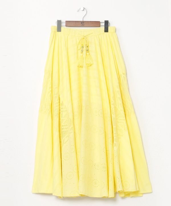 【アミナコレクション/Amina Collection】の【チャイハネ】レリーアスカート インテリア・キッズ・メンズ・レディースファッション・服の通販 founy(ファニー) ファッション Fashion レディースファッション Fashion for Women スカート Skirts シンプル Simple, Minimal タッセル Tassel, Fringe フレア Flare, Flared レース Lace, Lace Fabric ライトイエロー|ID: prp329100004787979 ipo3291000000034841699