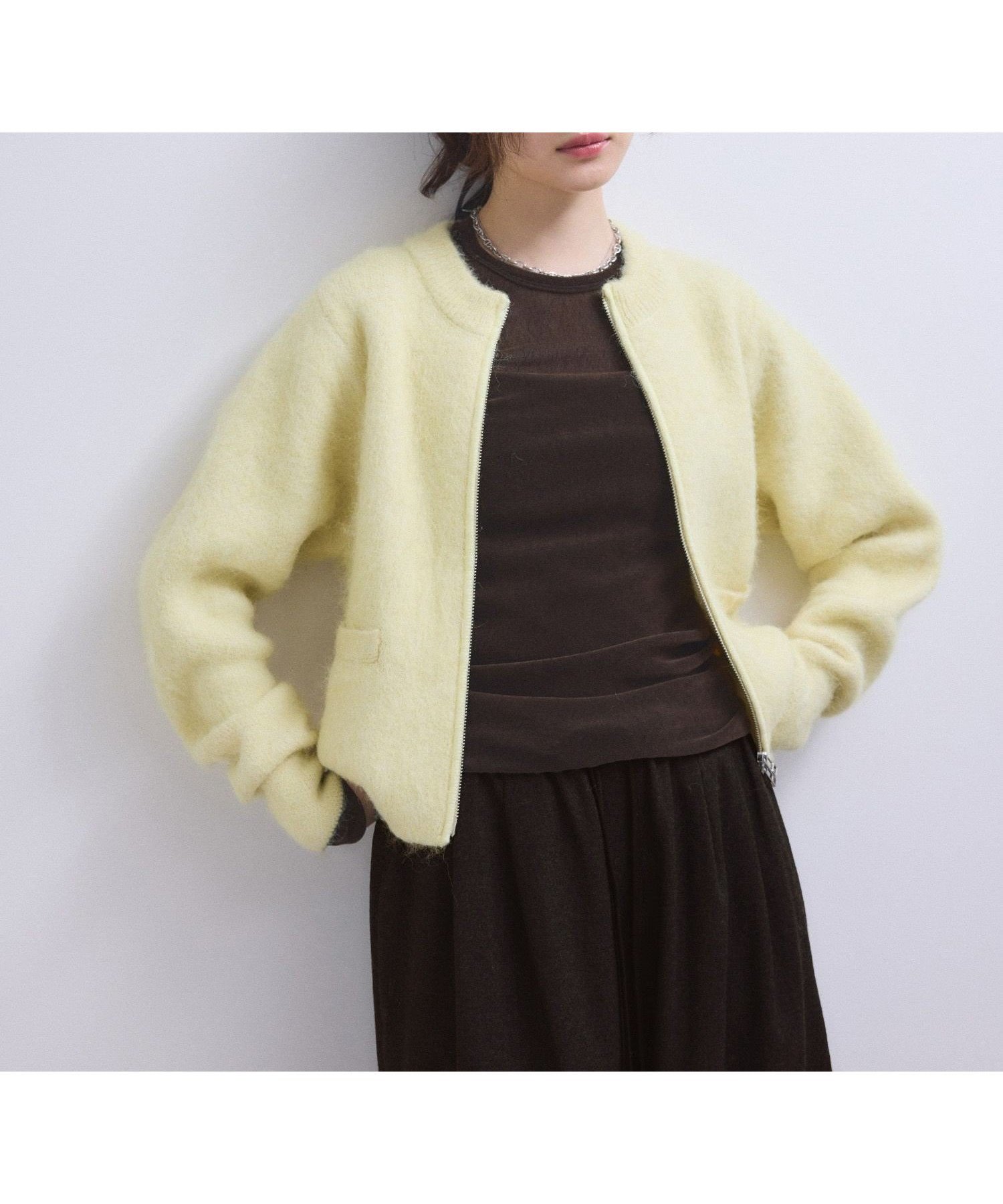 【アダム エ ロペ/ADAM ET ROPE'】の【WEB限定】フラッフィージップショートカーディガン インテリア・キッズ・メンズ・レディースファッション・服の通販 founy(ファニー) 　ファッション　Fashion　レディースファッション　Fashion for Women　トップス・カットソー　Cut & Sew Tops　カーディガン・羽織り　Layered Style Cardigans　イエロー　Yellow　インナー　Innerwear　コンパクト　Compact, Small Size　スラックス　Slacks, Dress Pants　デニム　Denim, Jeans Material　フレア　Flare, Flared　フロント　Front, Front Design　ポケット　Pocket, Pocket Detail　ワイド　Wide, Wide Fit　おすすめ　Recommended / Our Picks　2025年　2025　2025-2026秋冬・A/W　Autumn/Winter 2025–26 AW25–26　イエロー(80)|ID: prp329100004787985 ipo3291000000034832332