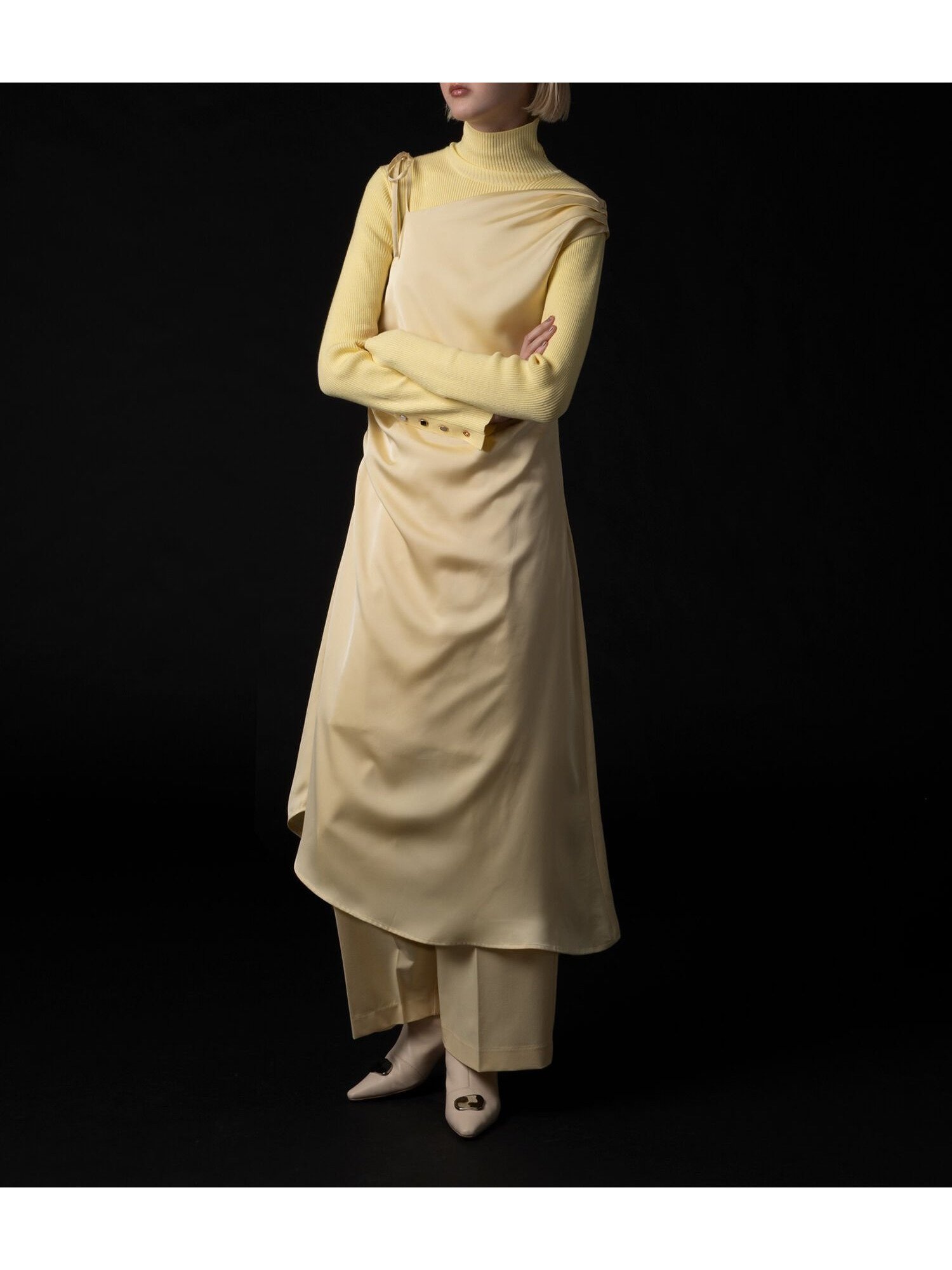 【テチチ/Te chichi】の【Atelier Bonheur】サテンキャミドレス《2025winter catalog item》 人気、トレンドファッション・服の通販 founy(ファニー) ファッション Fashion レディースファッション Fashion for Women トップス・カットソー Cut & Sew Tops キャミソール&ノースリーブ Camisoles & Sleeveless Tops ワンピース Dresses フォーマル・パーティードレス・結婚式用ドレス Elegant & Casual Dresses 2025年 2025 2025-2026秋冬・A/W Autumn/Winter 2025–26 AW25–26 冬 Winter / This Winter アシンメトリー Asymmetrical Style ギャザー Gathered, Ruffled サテン Satin, Glossy Fabric ショルダー Shoulder, Shoulder Strap ジャケット Jacket, Outerwear タートル Turtleneck, Turtle Collar ドレープ Drape, Draping Fabric エレガント 上品 Elegant other-1|ID: prp329100004788014 ipo3291000000034749776