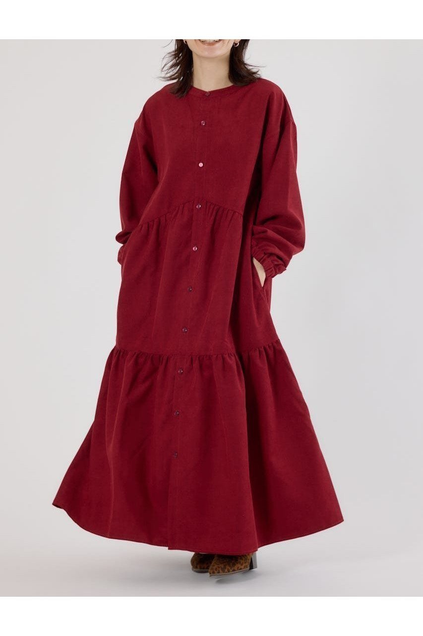 【ロデオクラウンズワイドボウル/RODEO CROWNS WIDE BOWL】のコーデュロイワンピース インテリア・キッズ・メンズ・レディースファッション・服の通販 founy(ファニー) 　ファッション　Fashion　レディースファッション　Fashion for Women　ワンピース　Dresses　ギャザー　Gathered, Ruffled　コーデュロイ　Corduroy, Cord Fabric　シンプル　Simple, Minimal　スリーブ　Sleeve, Long Sleeve / Short Sleeve　ティアードワンピース　Tiered Dress, Flared Dress　フロント　Front, Front Design　エレガント 上品　Elegant　無地　Plain, Solid Color　A/W・秋冬　Autumn/Winter　BRD|ID: prp329100004788044 ipo3291000000034907087