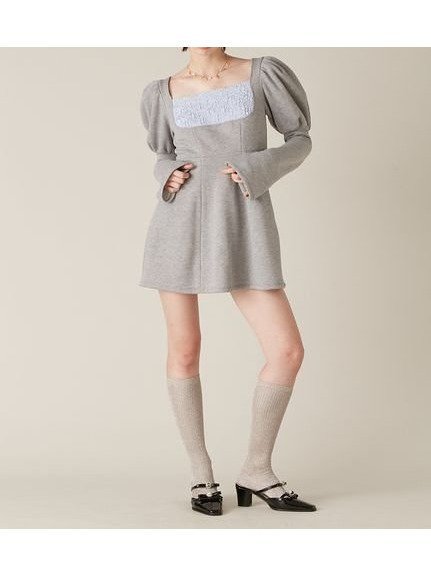 【リリーブラウン/Lily Brown】のロココ調スウェットミニワンピース インテリア・キッズ・メンズ・レディースファッション・服の通販 founy(ファニー) 　ファッション　Fashion　レディースファッション　Fashion for Women　ワンピース　Dresses　クラシカル　Classical, Vintage-Inspired　サテン　Satin, Glossy Fabric　シャーリング　Shirring, Ruched　スウェット / スエット　Sweatshirt, Sweatwear　スマート　Smart, Elegant　雑誌　Magazine, Fashion Magazine　2月号　February Issue, Feb. Edition　GRY[006]|ID: prp329100004788046 ipo3291000000034749899