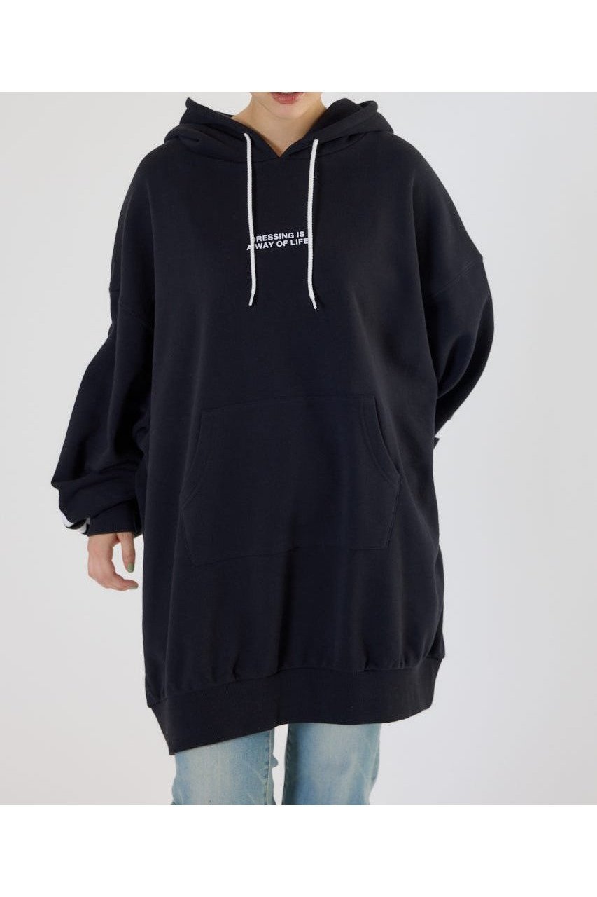 【ロデオクラウンズワイドボウル/RODEO CROWNS WIDE BOWL】のロゴパーカーワンピース インテリア・キッズ・メンズ・レディースファッション・服の通販 founy(ファニー) 　ファッション　Fashion　レディースファッション　Fashion for Women　ワンピース　Dresses　おすすめ　Recommended / Our Picks　シンプル　Simple, Minimal　スキニーデニム　Skinny Jeans, Slim Jeans　デニム　Denim, Jeans Material　バランス　Balance, Style Balance　ビッグ　Big, Oversized　フレア　Flare, Flared　フロント　Front, Front Design　プリント　Print, Printed Pattern　リラックス　Relax, Relaxed Fit　BLK|ID: prp329100004788048 ipo3291000000035098426