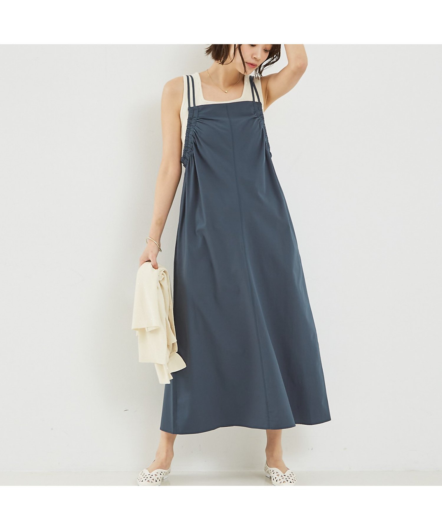 【アバハウスマヴィ/abahouse mavie】の【大人のいちまんワンピ】ギャザーキャミワンピ 人気、トレンドファッション・服の通販 founy(ファニー) 　ファッション　Fashion　レディースファッション　Fashion for Women　ワンピース　Dresses　キャミソールワンピース　Camisole Dresses　おすすめ　Recommended / Our Picks　インナー　Innerwear　キャミソール　Camisole, Spaghetti Strap Top　ギャザー　Gathered, Ruffled　シアー　Sheer, See-Through　シンプル　Simple, Minimal　ストレッチ　Stretch, Stretchy Fabric　リゾート　Resort, Vacation Style　春　Spring　水着　Swimsuit, Swimwear　秋　Autumn　 other-1|ID: prp329100004788069 ipo3291000000035123898