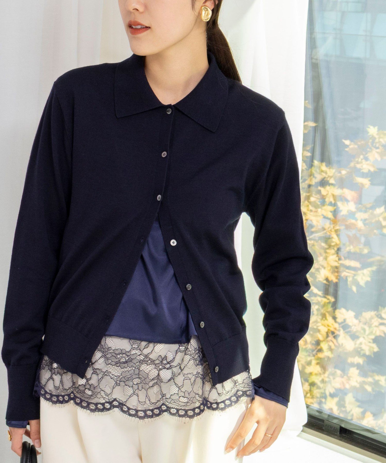 【ノーリーズ/NOLLEY'S】のウォッシャブル裾レース2WAYオトナサテンブラウス インテリア・キッズ・メンズ・レディースファッション・服の通販 founy(ファニー) ファッション Fashion レディースファッション Fashion for Women トップス・カットソー Cut & Sew Tops シャツ・ブラウス・オフィスカジュアル Elegant Blouses & Button-Ups インナー Innerwear ウォッシャブル Machine Washable サテン Satin, Glossy Fabric スカラップ Scallop, Scalloped Edge ストレッチ Stretch, Stretchy Fabric スリット Slit, Slit Detail トレンド Trend, Trending Now フェミニン Feminine, Girly レース Lace, Lace Fabric おすすめ Recommended / Our Picks 2025年 2025 2025-2026秋冬・A/W Autumn/Winter 2025–26 AW25–26 ネイビー|ID: prp329100004788111 ipo3291000000034750167