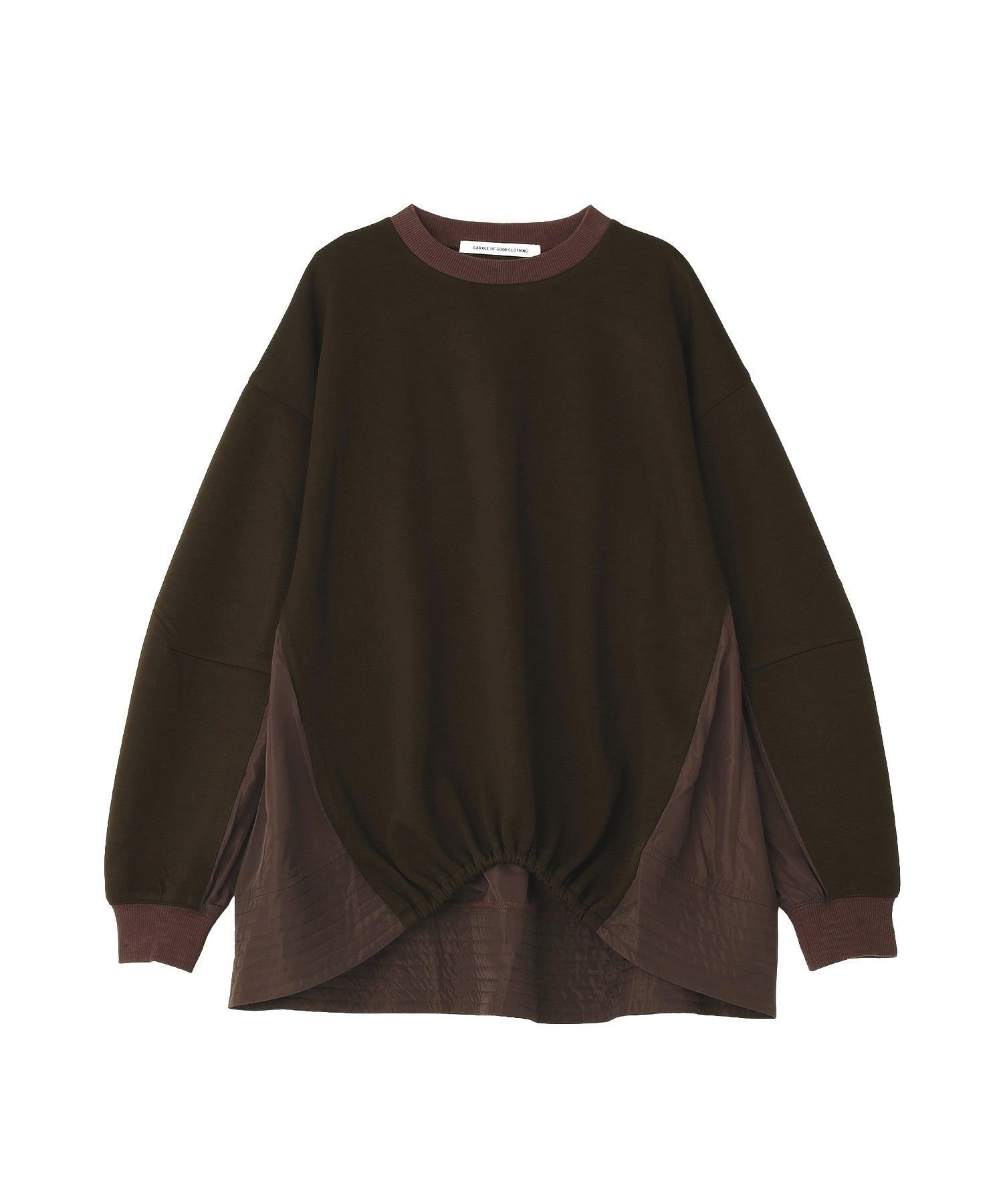 【ガレージ オブ グッド クロージング/GARAGE OF GOOD CLOTHING】のダンボール×タフタドッキングプルオーバー インテリア・キッズ・メンズ・レディースファッション・服の通販 founy(ファニー) 　ファッション　Fashion　レディースファッション　Fashion for Women　トップス・カットソー　Cut & Sew Tops　カジュアルプルオーバー・ニットトップス　Pullovers & Knit Tops / Casual Pullovers　おすすめ　Recommended / Our Picks　シンプル　Simple, Minimal　タフタ　Taffeta, Structured Fabric　テクスチャー　Texture, Textured Fabric　ポケット　Pocket, Pocket Detail　ダークブラウン|ID: prp329100004788216 ipo3291000000035174243