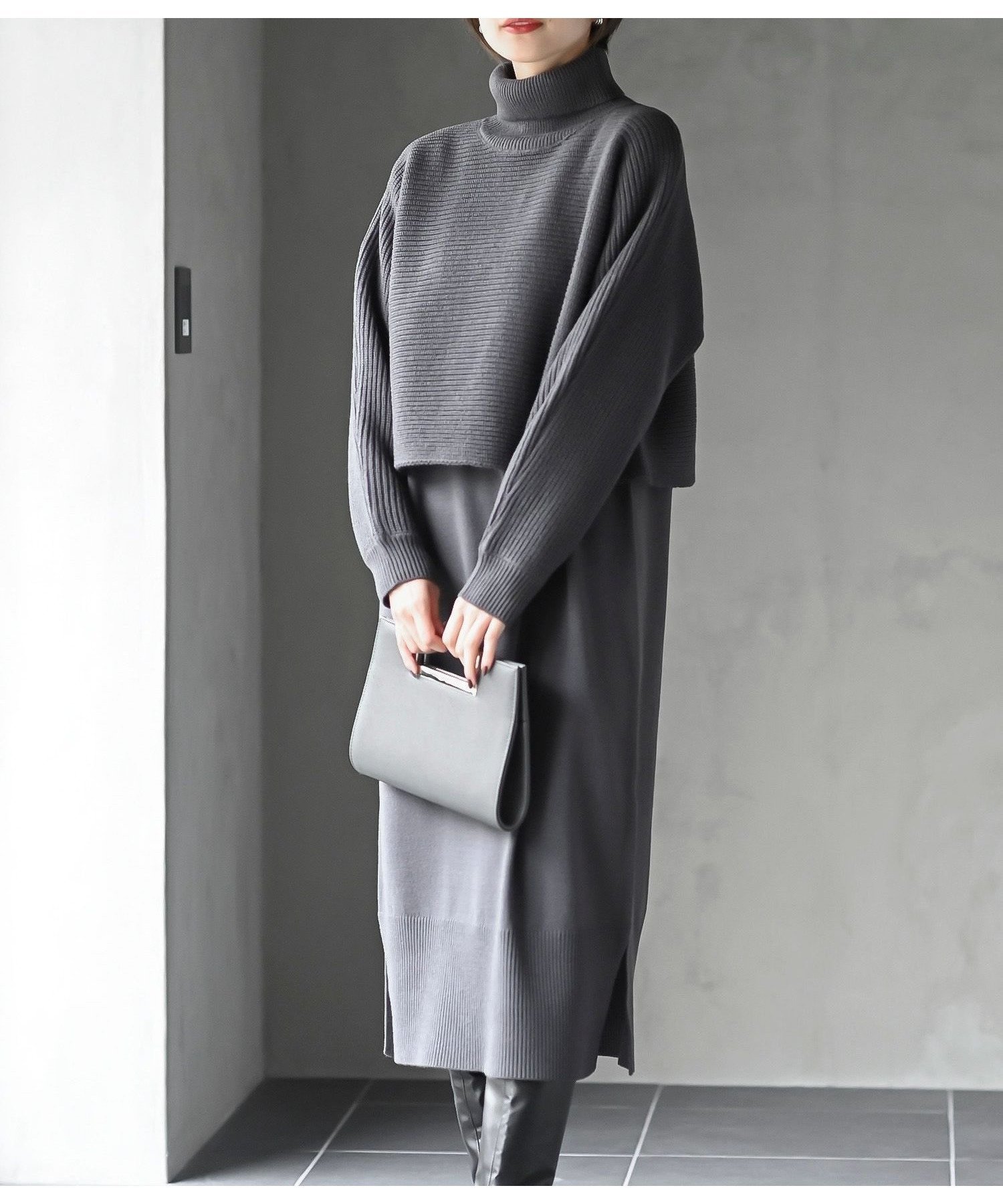 【アールピーエス/rps】のリブドルマンニット付アンサンブルタートルワンピース 人気、トレンドファッション・服の通販 founy(ファニー) ファッション Fashion レディースファッション Fashion for Women ワンピース Dresses ショート Short, Short Length シンプル Simple, Minimal スリット Slit, Slit Detail セットアップ Set-Up, Coordinated Outfit タートルネック Turtleneck, High Neck バランス Balance, Style Balance 再入荷 Restock / Back in Stock 切替 Switching, Contrast Panel 畦 Ribbed Knit other-1|ID: prp329100004788217 ipo3291000000034811299