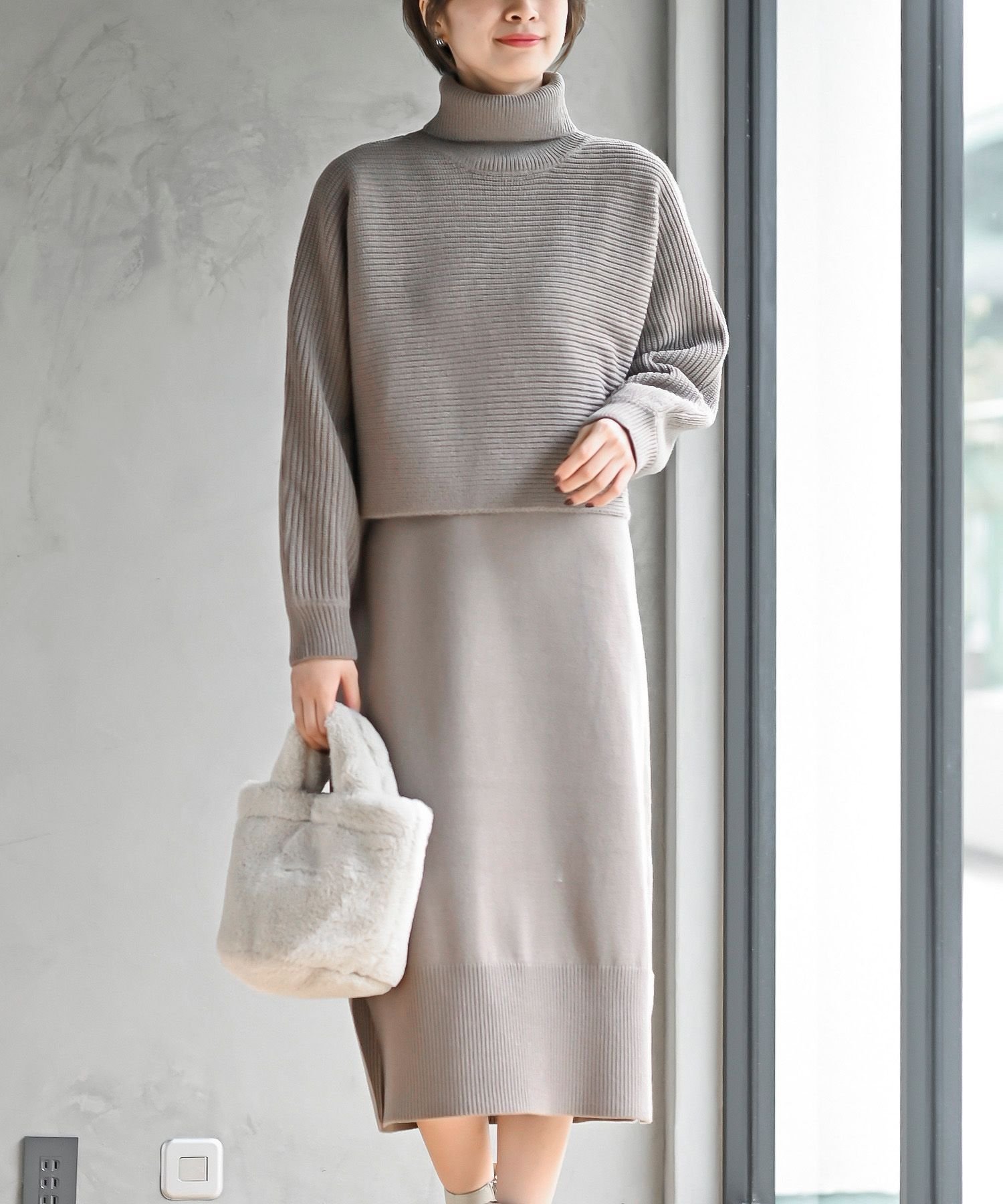 【アールピーエス/rps】のリブドルマンニット付アンサンブルタートルワンピース インテリア・キッズ・メンズ・レディースファッション・服の通販 founy(ファニー) ファッション Fashion レディースファッション Fashion for Women ワンピース Dresses ショート Short, Short Length シンプル Simple, Minimal スリット Slit, Slit Detail セットアップ Set-Up, Coordinated Outfit タートルネック Turtleneck, High Neck バランス Balance, Style Balance 再入荷 Restock / Back in Stock 切替 Switching, Contrast Panel 畦 Ribbed Knit モカ|ID: prp329100004788217 ipo3291000000034811304