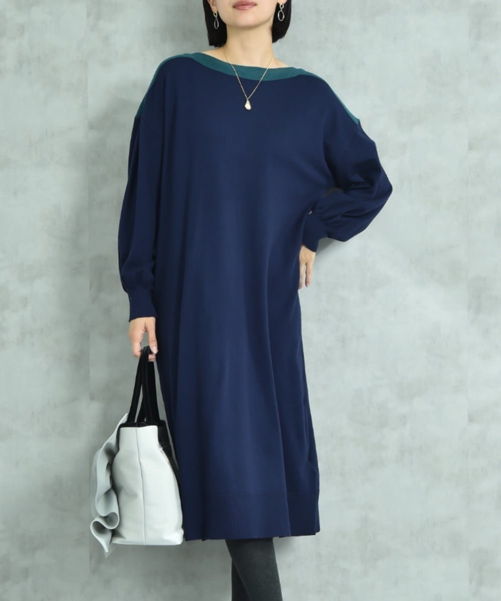 【インタープラネット/INTERPLANET】のボートネック配色ニットワンピース インテリア・キッズ・メンズ・レディースファッション・服の通販 founy(ファニー) ファッション Fashion レディースファッション Fashion for Women ワンピース Dresses ニットワンピース Knit Dresses ショルダー Shoulder, Shoulder Strap シンプル Simple, Minimal ドロップ Drop Shoulder, Dropped Style バランス Balance, Style Balance ベーシック Basic, Essential 人気 Popular, Best Seller 今季 This Season, Current Season ネイビー|ID: prp329100004788220 ipo3291000000034787907