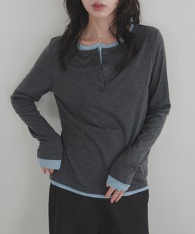 【リアン/Lian】のバイカラーヘンリーネックプルオーバー 人気、トレンドファッション・服の通販 founy(ファニー) ファッション Fashion レディースファッション Fashion for Women トップス・カットソー Cut & Sew Tops カジュアルプルオーバー・ニットトップス Pullovers & Knit Tops / Casual Pullovers |ID:prp329100004788247