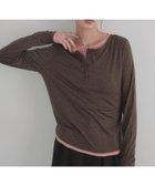 【リアン/Lian】のバイカラーヘンリーネックプルオーバー 人気、トレンドファッション・服の通販 founy(ファニー) ファッション Fashion レディースファッション Fashion for Women トップス・カットソー Cut & Sew Tops カジュアルプルオーバー・ニットトップス Pullovers & Knit Tops / Casual Pullovers thumbnail ブラウン|ID: prp329100004788247 ipo3291000000034781606