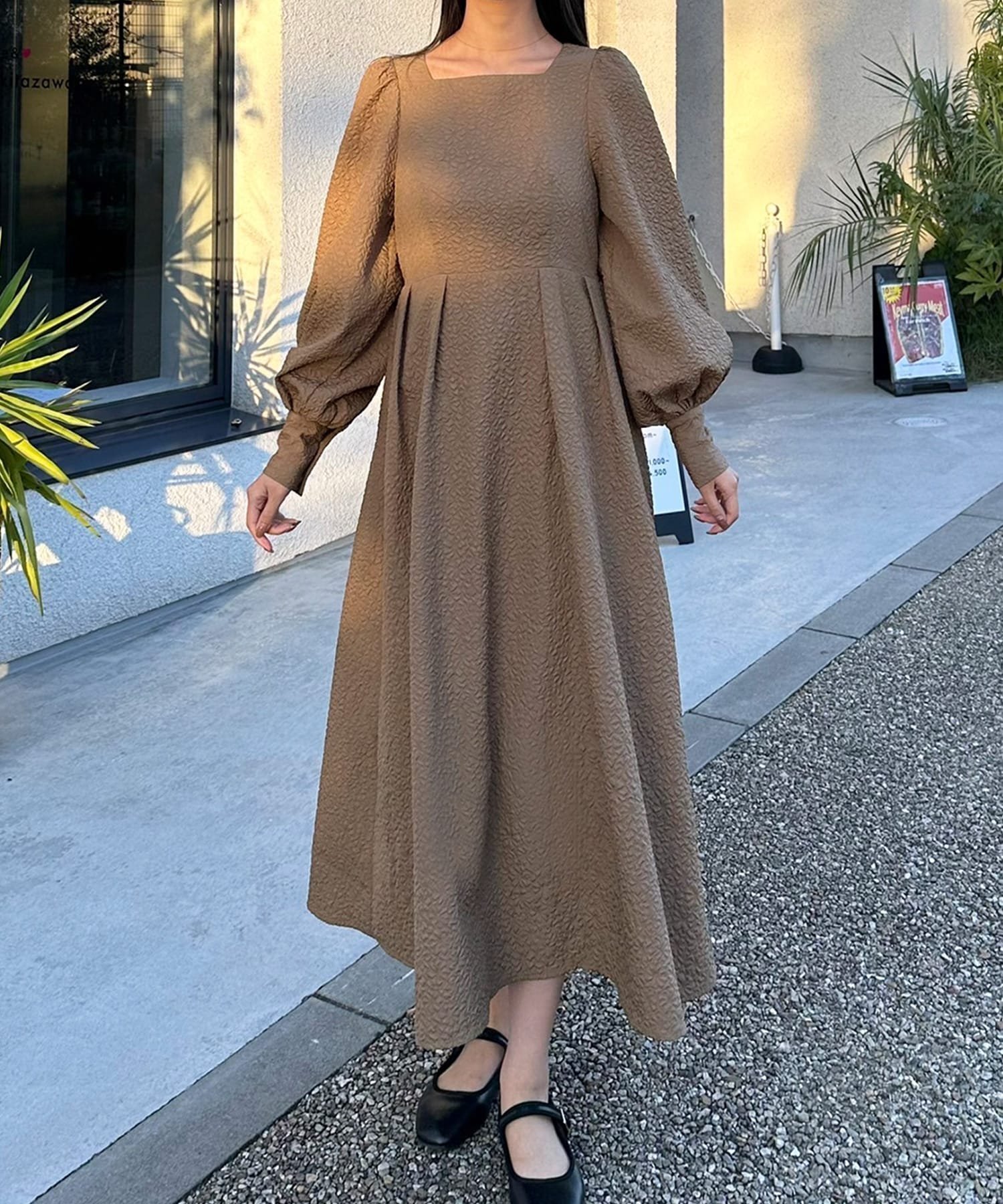 【ジュノア/JUNOAH】のボリュームスリーブジャガードワンピース インテリア・キッズ・メンズ・レディースファッション・服の通販 founy(ファニー) 　ファッション　Fashion　レディースファッション　Fashion for Women　ワンピース　Dresses　モカ|ID: prp329100004788390 ipo3291000000034837911