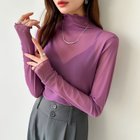 【ココモモ/COCOMOMO】のシアートップス 長袖 シアーインナー ハイネック シアーブラウス インナー ダークパープル|ID: prp329100004788476 ipo3291000000034929416