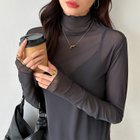 【ココモモ/COCOMOMO】のシアートップス 長袖 シアーインナー ハイネック シアーブラウス インナー グレー|ID: prp329100004788476 ipo3291000000034929417