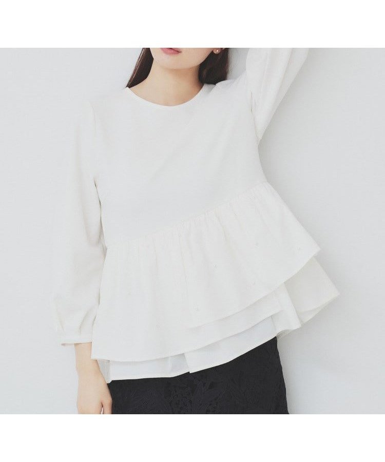 【インデックス/INDEX】のカットジョーゼットドッキングペプラムトップス【洗濯機可】 人気、トレンドファッション・服の通販 founy(ファニー) 　ファッション　Fashion　レディースファッション　Fashion for Women　トップス・カットソー　Cut & Sew Tops　アクセサリー　Fashion Accessories　シンプル　Simple, Minimal　ジョーゼット　Georgette, Semi-Sheer Fabric　ストレッチ　Stretch, Stretchy Fabric　スマート　Smart, Elegant　ドッキング　Docking, Mixed Material　パール　Pearl, Pearl Accent　ランダム　Random, Irregular　 other-1|ID: prp329100004788528 ipo3291000000035193982