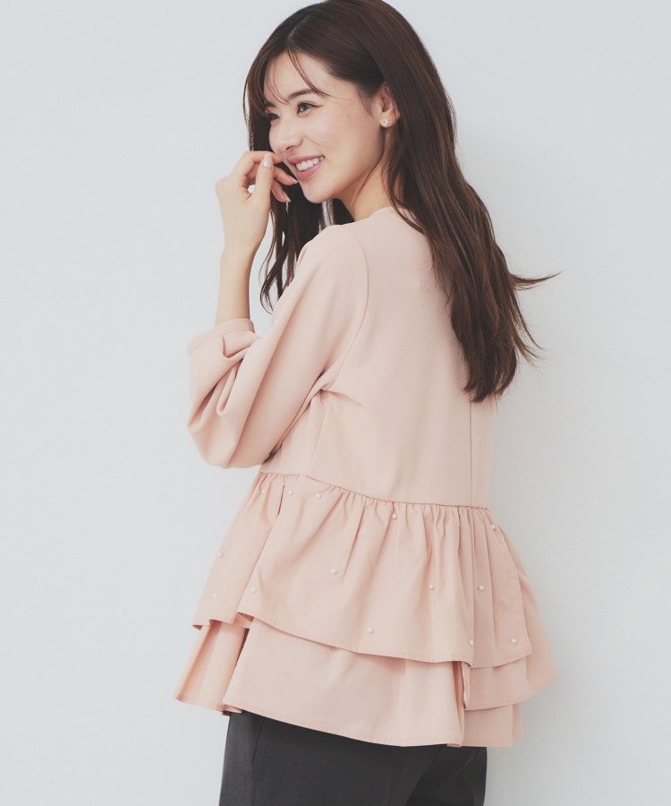 【インデックス/INDEX】のカットジョーゼットドッキングペプラムトップス【洗濯機可】 インテリア・キッズ・メンズ・レディースファッション・服の通販 founy(ファニー) 　ファッション　Fashion　レディースファッション　Fashion for Women　トップス・カットソー　Cut & Sew Tops　アクセサリー　Fashion Accessories　シンプル　Simple, Minimal　ジョーゼット　Georgette, Semi-Sheer Fabric　ストレッチ　Stretch, Stretchy Fabric　スマート　Smart, Elegant　ドッキング　Docking, Mixed Material　パール　Pearl, Pearl Accent　ランダム　Random, Irregular　オレンジ|ID: prp329100004788528 ipo3291000000035193987